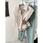 Resim Kadınlar için Yaka Yaka Detaylı, Rahat ve Nefes Alabilen Polyester, Hafif İlkbahar/Yaz Üstü, Sade Moda, Tek Düğmeli Gömlek 