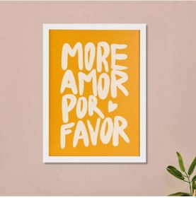 Resim Evidea Deco More Amor Por Favor Pano - Sarı - 30x40 Cm 