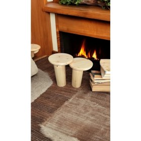 Resim Wood Ahşap 2li Set Mantar Yan Sehpa Modern Fiskos / Çiçeklik / Zigon 