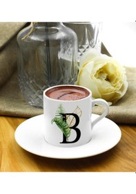 Resim Kişiye Özel İkili Porselen Türk Kahvesi Fincanı & Türk Kahvesi & Godiva Hediye Seti 