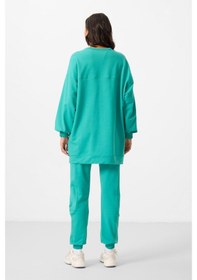 Resim Deniz Yeşil O Yaka Basic Oversize Kadın Eşofman Tunik Takım - 95347 Yeşil 