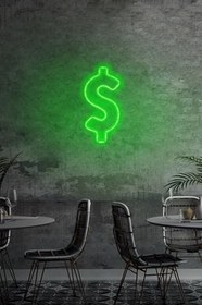 Resim Dolar Logo Neon Led Duvar Dekorasyonu Yeşil 