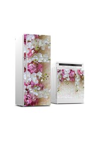 Resim Buzdolabı Ve Bulaşık Makinası Beyaz Eşya Sticker Kaplama Beyaz Çiçekler 