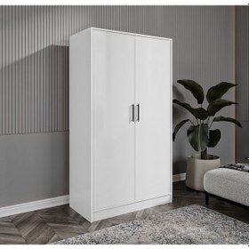 Resim Şipal 2 Kapılı 6 Bölmeli Beyaz Elbise Dolabı 