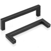 Resim 20'li Paket Mutfak Kapı Kolu 160 Mm Delikli Orta Düz Siyah Dolap Kolları 