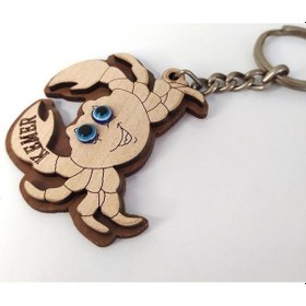 Resim Yengeç Anahtarlık Nazar Boncuklu Ahşap Çanta Süsü Dekor 10852 