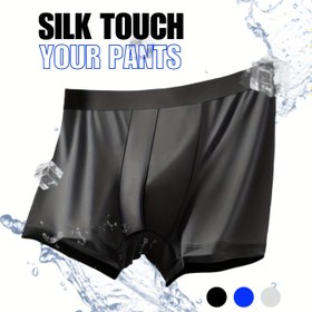 Resim Erkekler için buzlu şirinlikli rahat ve şeffaf boksör külotları, nefes alabilen esnek şortlar, polyester %92 spandex %8 örgü kumaş, düz renkli iç çamaşırı, don, siyah, gri, mavi 