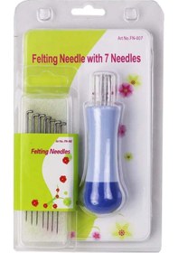 Resim Keçe İğne Aleti Keçeleme İğnesi ve 7 Adet Yedek İğne 