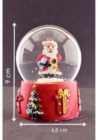 Resim Merry Christmas Noel Baba Tasarımlı 9 Cm Orta Boy Işıklı Kar Küre 