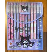 Resim Sanrio Kuromi Erasable Gel Pens - 12pcs Set, Cute Character Design Rollerball Pens, Black Ink, Retractable and Refillable 