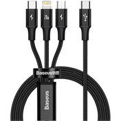 Resim Baseus 1.5 Metre 20W 3in1 Type C, İphone Lightning ve Micro Ultra Hızlı Şarj ve Data Kablosu 