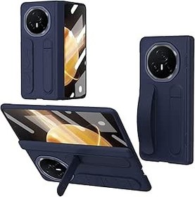 Resim Huawei Honor Magic V3 ile Uyumlu Kickstand Kılıf, [Dahili Ekran Koruyucu ve Bilek Kayışı] Askeri Sınıf Koruma Kapağı Darbeye Dayanıklı Telefon Kılıfı Huawei Honor Magic V3 YZ ile Uyumlu (MAVİ) 