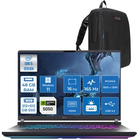 Resim Asus Rog Strix G16 G615JH-RV053 Intel Core I5-13450HX 48GB 512GB SSD+512GB SSD 8GB/RTX5050 Gddr7 115W 16'' Wuxga 165Hz 3ms IPS Windows 11 Pro Gaming Laptop WRX053P18 