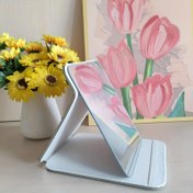 Resim 1 adet Taşınabilir Suni Deri Katlanabilir Makyaj Aynası - Beyaz - HD Cam Yüzey, 4 Boyut Mevcut, Kompakt Seyahat Tasarımı, Yurt, Ofis ve Ev Kullanımı İçin Uygun, Toz Geçirmez Makyaj Aynası, Piller Gerektirmez, Güzellik Hediyesi 