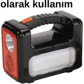 Resim Solar Panelli Radyolu+bluetooth+mp3 Ve Telefon Şarj Özellikli Solar Kamp Lambası Turuncu 