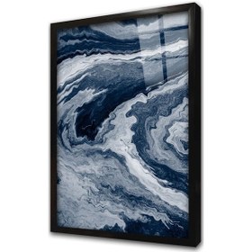 Resim Mavi Soyut Dalgalar Iı Çerçeveli Cam Tablo-172040 