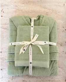 Resim Vespera Sage Green Pamuklu Bornoz Takım Yeşil 