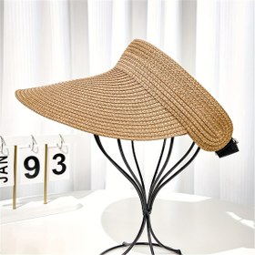 Resim 1 adet Yazlık Kadın Büyük Kenarlı Saman Şapka Katlanabilir Güneşlik Plaj Şapkası, Dış Mekanlar için, Ayakkabı ve Takı ile Rahat Giyim > Spor Giyim > Golf Kıyafetleri > Bayanlar için Golf Kıyafeti > Bayanlar için Golf Aksesuarları > Şapka 