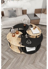 Resim Yin Yang Unıty Serenıty Orta Sehpa 4 Lü Safir Meşe Siyah 90 Cm Siyah 