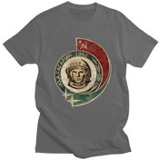 Resim Snapbuyretro 1961 Cccp Yuri Gagarin Erkek Pamuk T-shirt Ussr Kozmonot Baskılı Kısa Kollukoyu Gri Koyu Gri 