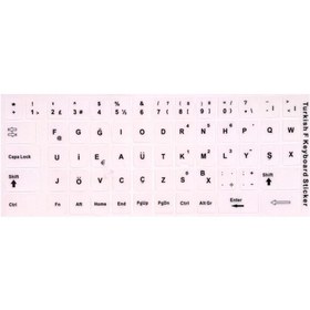 Resim Genel Markalar F Klavye Stiker Türkçe Klavye Yapışkan Harf Turkish F Keyboard Sticker Beyaz F Klavye Sticker 