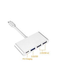 Resim Type-C To 2xUsb 2.0 + Usb 3.0 Hub Çoklayıcı + Usb-C Metal Gövde 