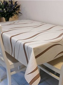 Resim Elyaflı Pvc Muşamba - Desenli Silinebilir Masa Örtüsü 02mrl151a Kahve 