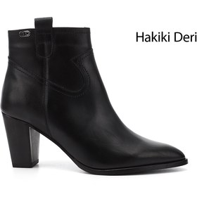 Resim GÖNDERİ(R) Kadın / Kız Siyah Fermuarlı Sivri Burun Hakiki Deri Bot 