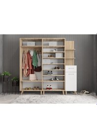 Resim Begonya Portmanto Vestiyer Ayakkabılık Meşe Beyaz175 cm-Ücretsiz 