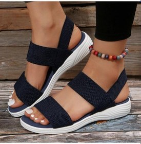 Resim Siyah Kadın Kama Platform Sandaletler 2024 Yaz Yeni Moda Açık Plaj Rahat Elastik Tasarımcı Bayan Ayakkabı Zapatos De Mujer Siyah 