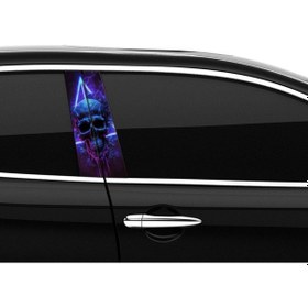 Resim Araba Etiketleri, Tuning Kaplama, Direk Folyosu - Mor Mavi Kuru Kafa Renkli 
