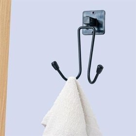 Resim SANEC® Kendiliğinden Yapışkanlı Siyah Paslanmaz Metal Bornoz ve Havlu Askılığı 