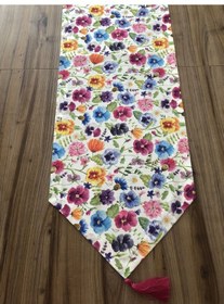 Resim Renkli Menekşeler Desenli Runner Çok Renkli 