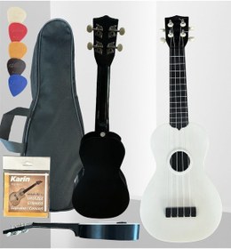 Resim 4 Telli Ukulele Beyaz Çanta Pena Tel 