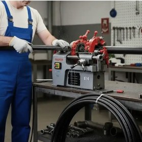 Resim Proter Elektrikli 220 Volt Diş Açma Pafta Makinesi 1000 W Tezgah Tipli 2" Taraklı Bıçaklı Boru Paftası 