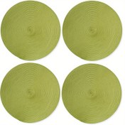 Resim Mutfak için 4 adet Yuvarlak Örgülü PP Placemat - Isıya Dayanıklı, Kaymaz Dokuma Masa Örtüsü, 38.1 cm - 4'lü Set, Yeşil ve Mavi 