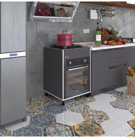 Resim Kenzlife Ankastre Modülü Kabini Şirpençe Gri 85 60 56 Fırın Ocak Dolabı Ayarlı Ayaklı Üstten 