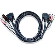 Resim Aten 2L 7D05Ud 5 Mt Usb Klavye Mouse Monitör Hoparlör Dual Dvı D 