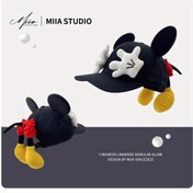 Resim Sevimli Beyzbol Şapkası Karikatür Tasarımı Parodi Mickey Büyük Kulaklı DIY İnternet Ünlüsü Fotoğraf Kovası Şapka 
