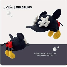 Resim Sevimli Beyzbol Şapkası Karikatür Tasarımı Parodi Mickey Büyük Kulaklı DIY İnternet Ünlüsü Fotoğraf Kovası Şapka 