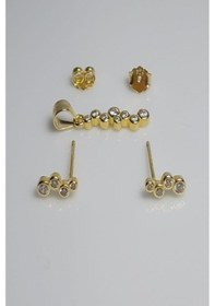 Resim 925 Ayar Altın Rengi Zincirsiz Su Yolu Ikili Gümüş Set 