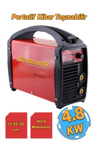 Resim Badem10 İnverter Demir Metal Kaynak Makinesi 160 Amper 4.8 KW Makina Kaynağı Bazik Elektrot Pens Maske 