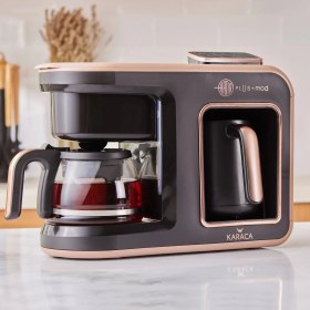 Resim Karaca Hatır Bol Köpüklü Dokunmatik Konuşan 5 Ürün 1 Arada Közde Türk Kahvesi, Sütlü Türk Kahvesi, Sütlü Içecek Hazırlama, Filtre Kahve ve Çay Demleme Makinesi 