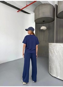 Resim Buğrahayalin Osy Modal Yumuşak Dokulu Kumaş Kısa Kollu Bluz Rahat Pantalon Ikili Takım- Lacivert 