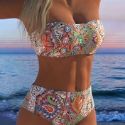 Resim Basılı Kolsuz Kanca 2'li Bikini, Mayo, Kadın Mayo ve Kıyafet 