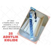 Resim 1U 19" 6'Lı Sigortalı Priz Grubu 