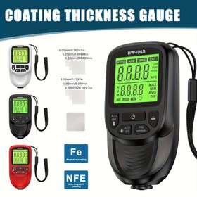 Resim HW400S Dijital Kaplama Kalınlık Ölçer, Çift Fe & NFe Probeler, 0-2000µm Aralığı, Yüksek Hassasiyet 0.01 Doğruluk, LED Ekran, Pil Göstergesi, ABS, Otomotiv Boya ve Kaplama Ölçümü - Pil Dahil Değildir 