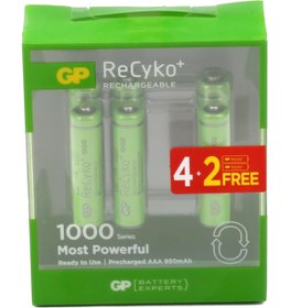 Resim GP ReCyko+ GP100AAAHCE4-2B 950 mAh AAA Şarj Edilebilir İnce Kalem Pil 4 + 2'li 
