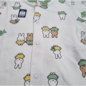 Resim Uğur bebe %100 pamuk (6ay_5-6 yaş)Bebek Pijama Takımı - Önden Çıtçıtlı, yeşil Detaylı,Rahat Uyku Kıyafeti 