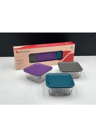 Resim Paşabahçe 950126 Frezya Cam Saklama Kabı 3 Parça Çok Renkli 